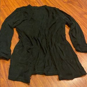 Solid black open front cardigan